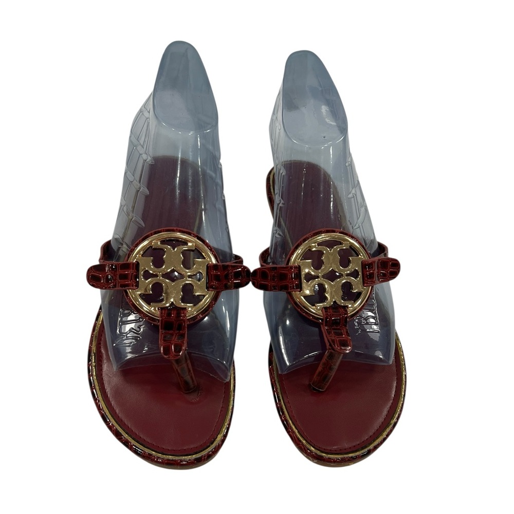 Tory Burch Red Sandals with Leopard Medallion in Size 7.5